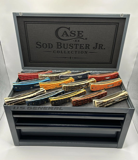 Custom Case XX Sod Buster Jr. Knife Display Tool Box Laser Engraved