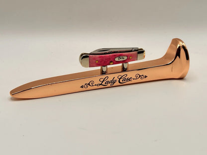 Rose Gold Lady Case Railroad Spike Knife Display Magnet Holder No Knife