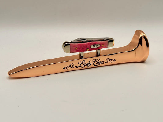 Rose Gold Lady Case Railroad Spike Knife Display Magnet Holder No Knife