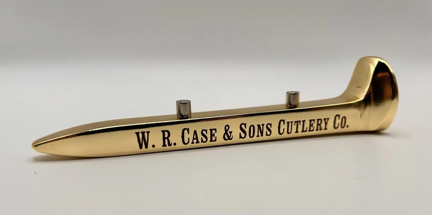 Custom Engraved W.R. Case & Sons Gold Railroad Spike Display Stand