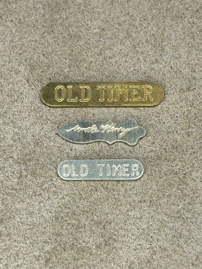 Lot Of 3 Knife Shields/Badges Old Timer And Uncle Henry!!!