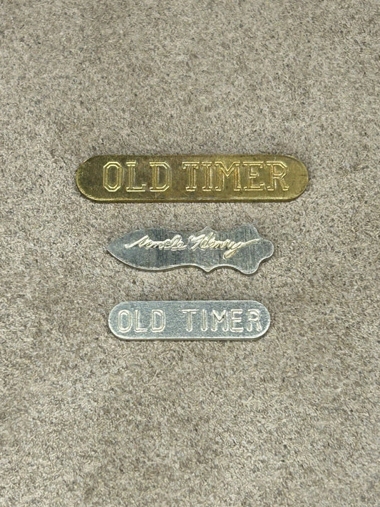 Lot Of 3 Knife Shields/Badges Old Timer And Uncle Henry!!!