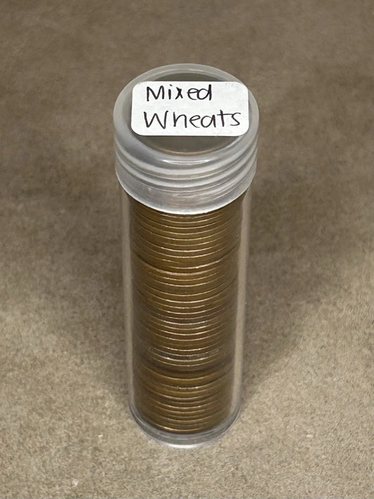 1 Roll Of Wheat Pennies In Plastic Tube!!!