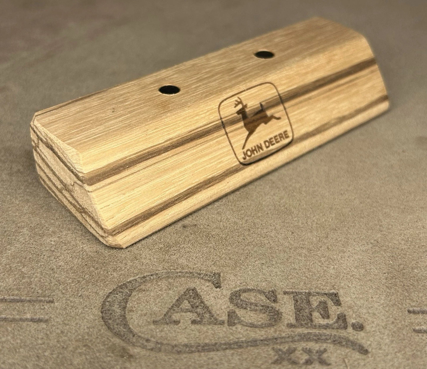 John Deere Engraved African Zebrawood Knife Stand With Magnets