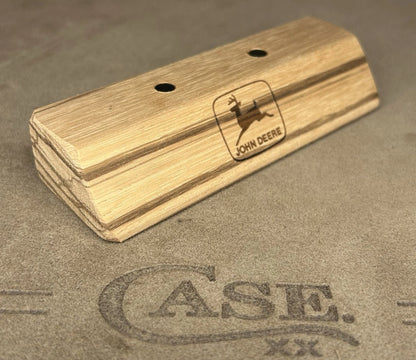 John Deere Engraved African Zebrawood Knife Stand With Magnets