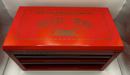 Case XX Pocket Worn Engraved US General Mini Toolbox Red Knife Collector Box