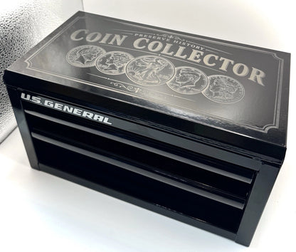 U.S. General Custom Engraved Coin Collector Toolbox Display Storage Case Gift