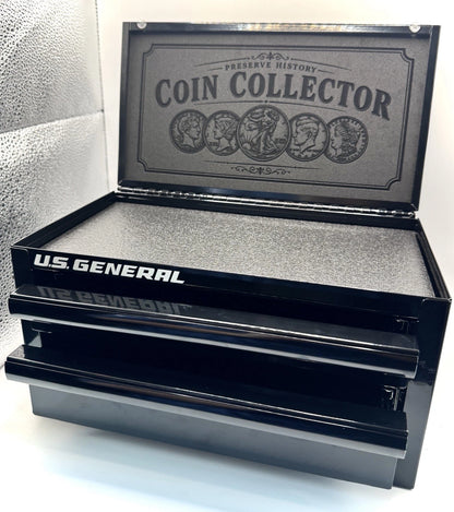 U.S. General Custom Engraved Coin Collector Toolbox Display Storage Case Gift