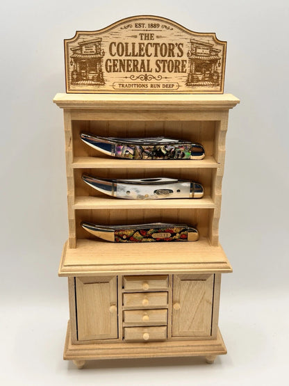 Custom Mini General Store Pocket Knife Display Cabinet Wood Shelf Stand Decor
