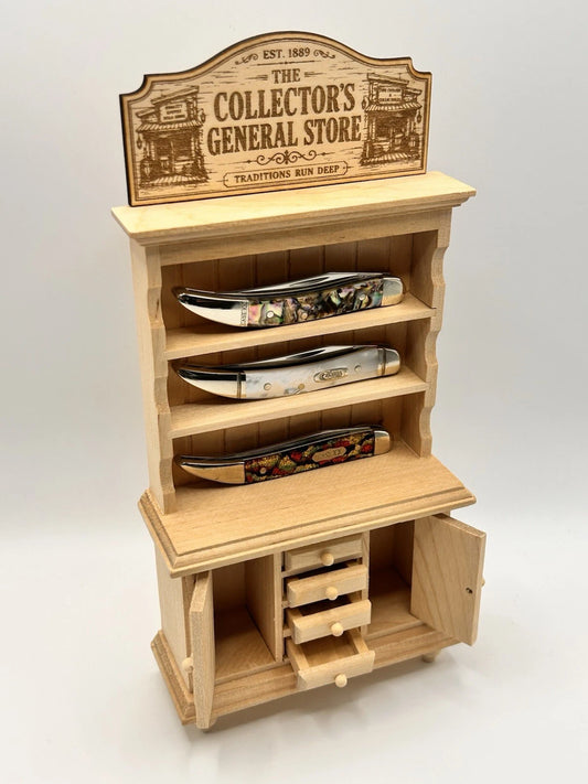 Custom Mini General Store Pocket Knife Display Cabinet Wood Shelf Stand Decor