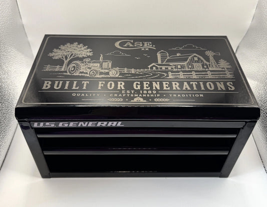 Custom Engraved Case XX Tractor Farm US General Mini Toolbox Display