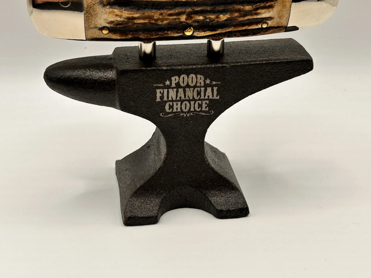 Poor Financial Choice Anvil Knife Stand w/ Magnets Funny Knife Display Holder