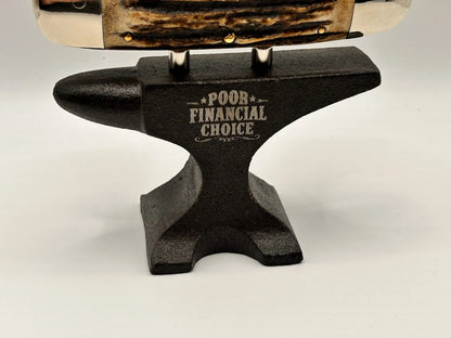 Poor Financial Choice Anvil Knife Stand w/ Magnets Funny Knife Display Holder