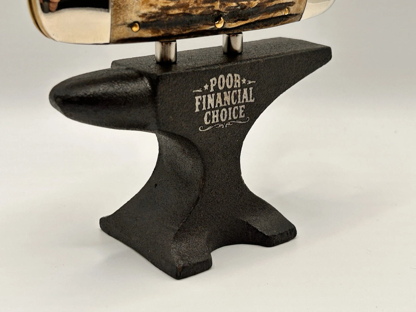 Poor Financial Choice Anvil Knife Stand w/ Magnets Funny Knife Display Holder