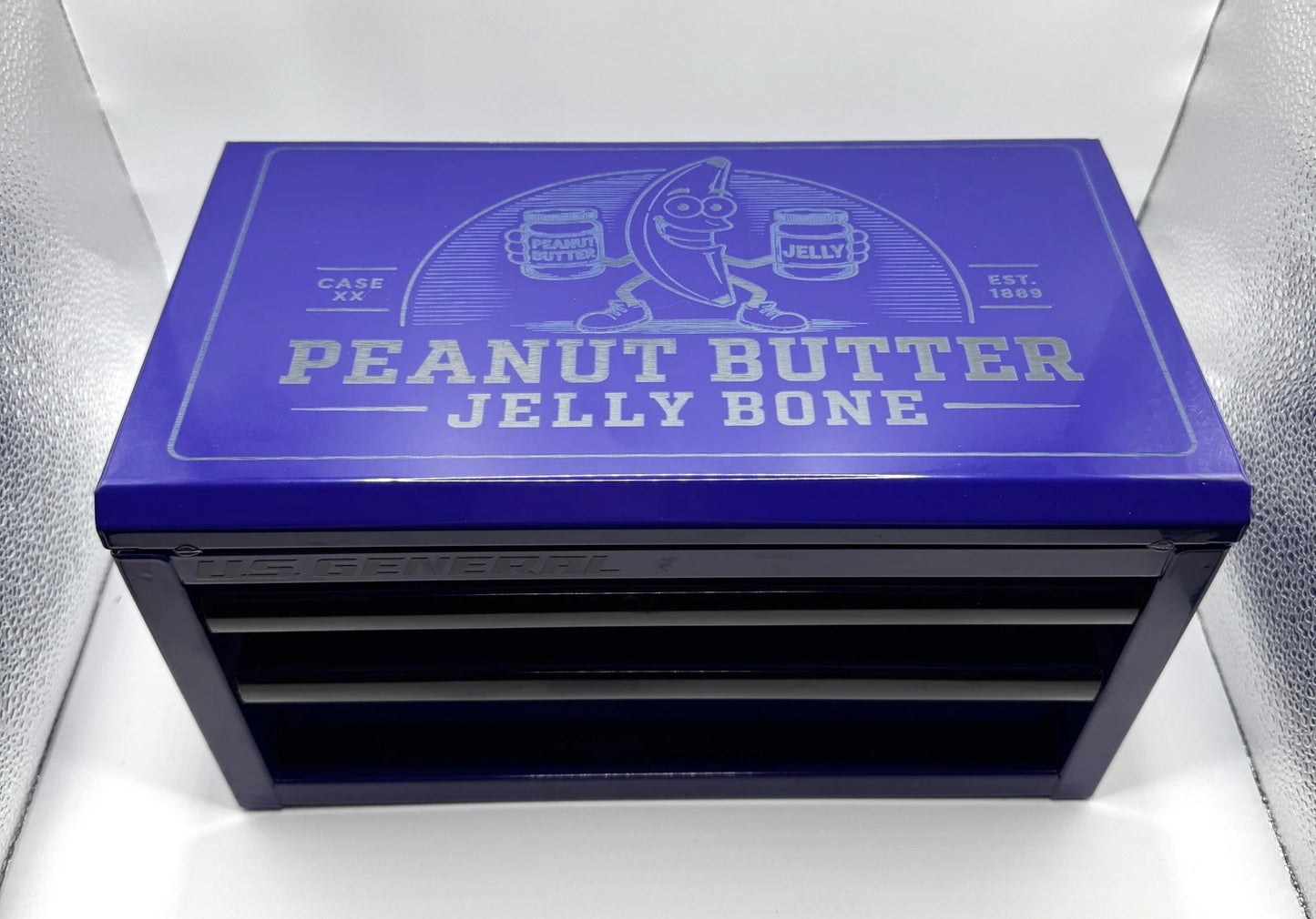 Custom Laser Engraved Case XX PB&J Purple US General Mini Toolbox