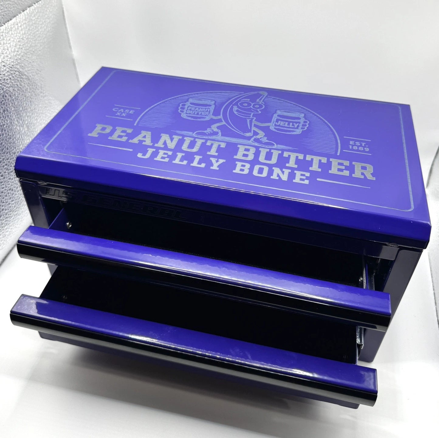 Custom Laser Engraved Case XX PB&J Purple US General Mini Toolbox
