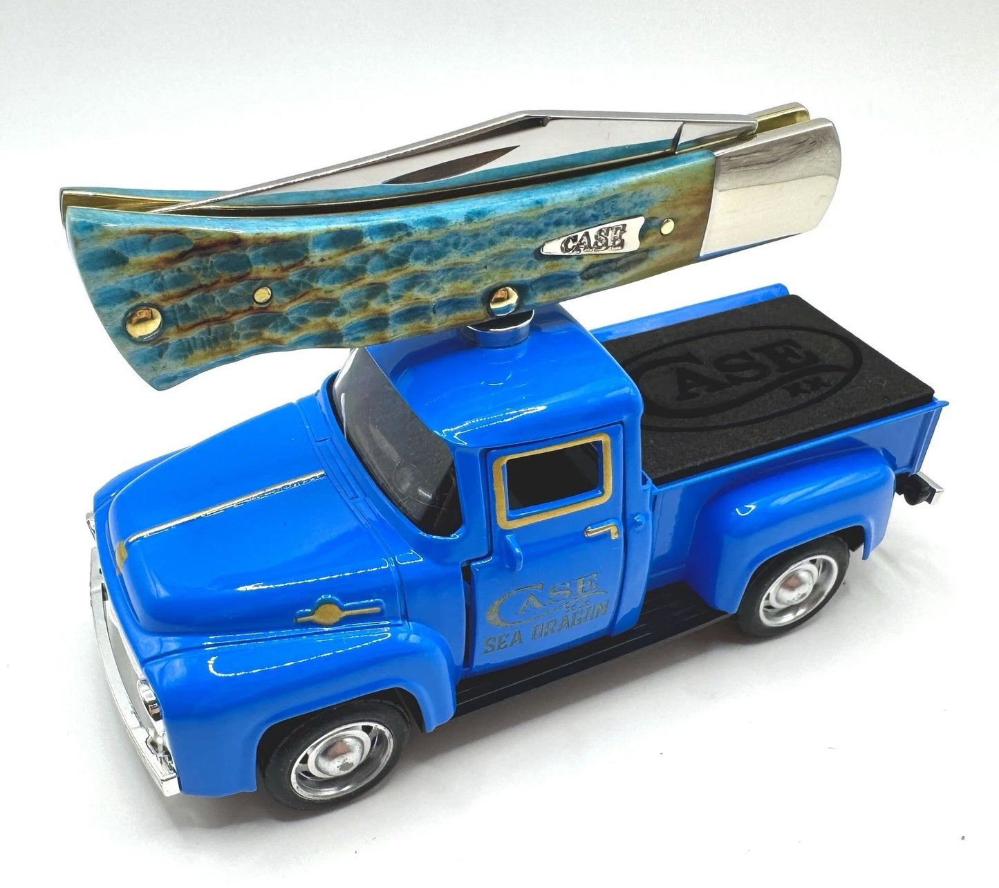 Custom Case XX Sea Dragon Knife Display Truck w/ Magnet & Foam Insert Blue