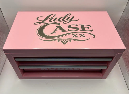 Custom Engraved Lady Case XX Pink Kobalt Mini Toolbox 2 Drawer Knife Storage